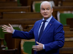 Conservative Party leader Erin O'Toole speaks during Question Period in the House of Commons on Parliament Hill in Ottawa, May 5, 2021.