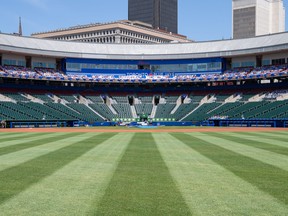 The outfield at Sahlen Field in Buffalo, where the Blue Jays will play home games in 2021.