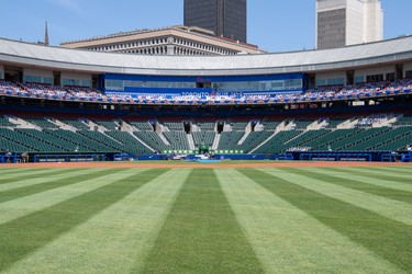 The outfield at Sahlen Field in Buffalo, where the Blue Jays will play home games in 2021.
