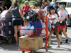 Western University upper year students were on hand to help move in first year students at the Saugeen-Maitland residence on September 5, 2016. (Free Press file photo)