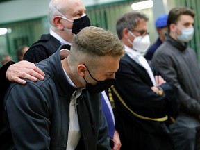 U.S. citizen Finnegan Lee Elder, accused together with U.S. citizen Gabriel Natale-Hjorth, reacts after being found guilty of the murder of the Italian Carabinieri paramilitary police officer Mario Cerciello Rega, in the courthouse in Rome, Italy, May 5, 2021.