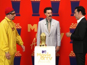 Sacha Baron Cohen receives the Comedic Genius Award during the 2021 MTV Movie & TV Awards in Los Angeles, Calif., May 16, 2021.