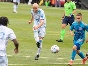 TFC midfielder Michael Bradley shoots the ball in the second half against Columbus over the weekend. Under head coach Chris Armas, the Reds have started with one win, four losses and two draws and sit one point above the MLS basement. USA TODAY SPORTS