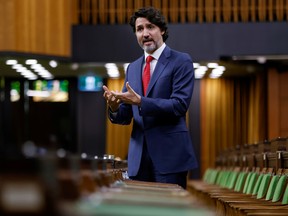 Prime Minister Justin Trudeau speaks during Question Period in the House of Commons on Parliament Hill in Ottawa May 5, 2021.