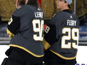 The Vegas Golden Knights could go with either Robin Lehner (90) or Marc-Andre Fleury (29) for Game 1 of their opening-round playoff series.