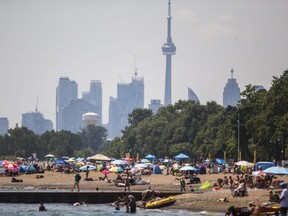 Summer crowds at the eastern end of the Beaches area in Toronto on Saturday July 18, 2020.