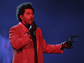 The Weeknd performs during the Super Bowl LV Halftime Show at Raymond James Stadium on Feb. 7, 2021 in Tampa, Florida.