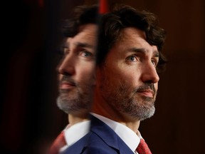 Canada's Prime Minister Justin Trudeau attends a news conference, as efforts continue to help slow the spread of the coronavirus disease (COVID-19), in Ottawa, Ontario, Canada May 25, 2021.