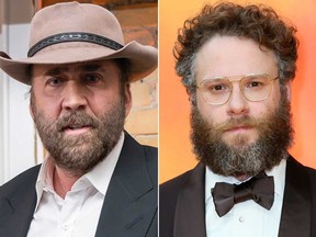 Nicolas Cage and Seth Rogen are pictured in file photos.