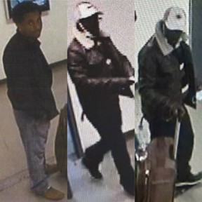Shai Shimon Alfassi (left), 42, of Vaughan, is wanted and two unidentified suspects (centre and right) are sought after hazardous chemicals were found in a Markham hotel room on Wednesday, April, 28, 2021.
