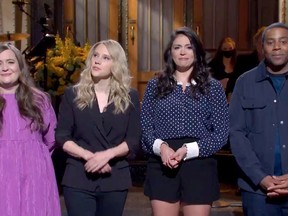 (L-r) Aidy Bryant, Kate McKinnon, Cecily Strong and Kenan Thompson on "Saturday Night Live." MUST CREDIT: NBC