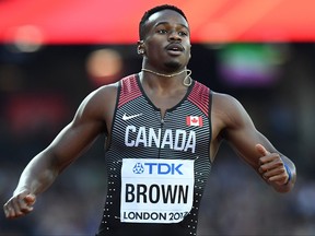 Canada's Aaron Brown won the 100 metres on Friday at the Canadian championships in Montreal.