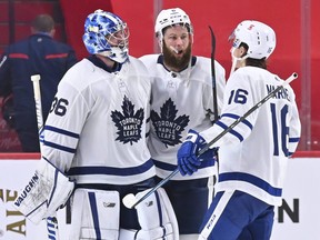 The Leafs need a few more playoff-proven types such as Jake Muzzin (middle), goalie Jack Campbell to prove he can hold the fort next year, and star winger Mitch Marner to return bigger and stronger to handle the playoff demands better than he did against the Habs.