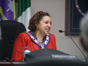 Cornwall Mayor Bernadette Clement, a failed Liberal candidate, was appointed to the Senate. She's pictured at a city council meeting in Cornwall on Jan. 13, 2020.