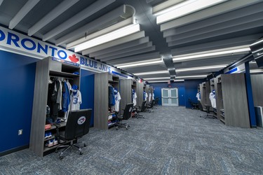 The team clubhouse at Sahlen Field in Buffalo, where the Blue Jays will play home games in 2021.