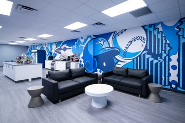 The players lounge at Sahlen Field in Buffalo, where the Blue Jays will play home games in 2021.