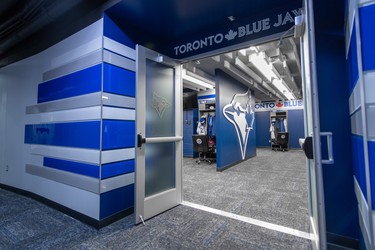 The entrance to the clubhouse at Sahlen Field in Buffalo, where the Blue Jays will play home games in 2021.