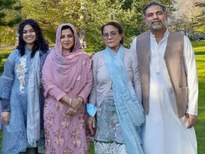 Four members of London's Afzaal family were killed in a June 6 hit-and-run that police allege was motivated by anti-Muslim hate. They are, from right: Salman Afzaal, 46; his mother Talat Afzaal, 74; his wife Madiha Salman, 44; and the couple's daughter Yumna Salman, 15. Their son Fayez, 9, survived.