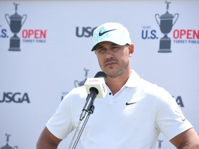 Brooks Koepka speaks after a practice round for this week's U.S. Open.