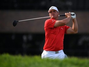 Bryson DeChambeau plays his shot from the 14th tee during a practice round of the U.S. Open golf tournament at Torrey Pines. Orlando Ramirez/USA TODAY