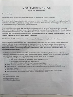 Mock eviction notice.