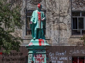 A statue Egerton Ryerson was defaced at Ryerson University.