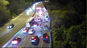The Don Valley Parkway is seen after a deadly motorcycle crash claimed the life of a woman and seriously hurt two men on Monday, May 31, 2021.