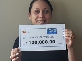 Iray Lemes of brantford with her $100K Encore win