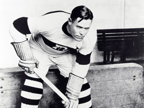 Frank Fredrickson, who once scored 39 goals in 30 games for the Victoria Cougars in 1922-23, is seen here in his Detroit Cougars uniform during the 1926-27 season. Inset: While still in his teens, the Winnipeg native enlisted in the 223rd Battalion made up of soldiers mostly of Nordic heritage during World War I.  
HOCKEY HALL OF FAME PHOTOS