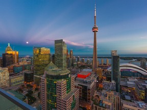 Toronto Cityscape with CN Tower and view of Lake Ontario