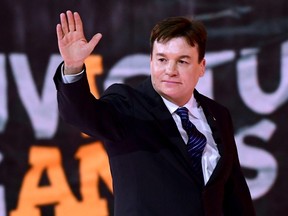 Actor Mike Myers waves to fans during the opening ceremony of the 2017 Invictus Games at Air Canada Centre on Sept. 23, 2017 in Toronto.