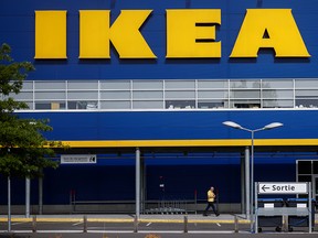 The company's logo is seen outside an IKEA Group store in Pace near Rennes, France, June 15, 2021.