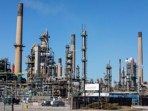 General view of the Imperial Oil refinery, located near Enbridge's Line 5 pipeline in Sarnia, Ontario, March 20, 2021.
