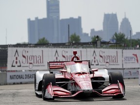 Marcus Ericsson races during the IndyCar Detroit Grand Prix on Belle Isle in Detroit Saturday, June 12, 2021.