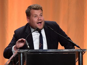 James Corden speaks on stage during the Hollywood Foreign Press Association Annual Grants Banquet at The Beverly Wilshire, in Beverly Hills, Calif. July 31, 2019.