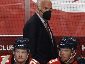 Head coach Joel Quenneville of the Florida Panthers looks on during action against the Tampa Bay Lightning at the BB&T Center on May 24, 2021 in Sunrise, Florida.