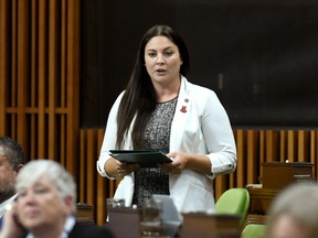 Former Green Party MP Jenica Atwin, who recently defected to the Liberal Party, is seen here during Question Period in the House of Commons on Parliament Hill in Ottawa on Tuesday, Sept. 29, 2020.