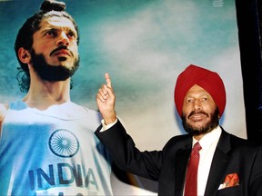 In this file photo taken on June 19, 2013, former Indian athlete Milkha Singh attends the theatrical and music launch of his life story, the Hindi Bollywood film 'Bhaag Milkha Bhaag' directed by Rakeysh Omprakash Mehra in Mumbai.