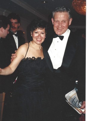 Sue-Ann Levy and the late, great Bob MacDonald at a Dunlops awards ceremony in the early 90s.