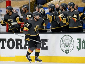 Vegas defenceman Shea Theodore had a goal and an assist in the Golden Knights' 4-1 win over the Montreal Canadiens in Game 1 on Monday night.