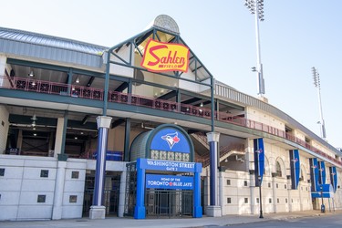 An entrance to Sahlen Field in Buffalo, where the Blue Jays will play home games in 2021.
