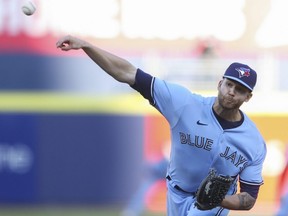 Blue Jays starting pitcher T.J. Zeuch delivers to the plate during the first inning against the Yankees at Sahlen Field in Buffalo, N.Y., Thursday, June 17, 2021.