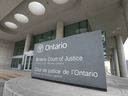 The exterior of the Ontario Court of Justice in Windsor is shown on April 22, 2021.