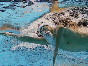 China's Sun Yang is seen underwater as he swims after a false start in the men's 1500m freestyle final during the London 2012 Olympic Games at the Aquatics Centre August 4, 2012.