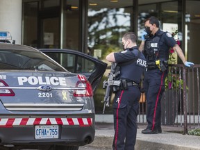 Toronto Police responded to a gun call on Lake Shore Blvd. W., near Forty First St., in Toronto, Ont. on Saturday, June 12, 2021.