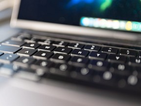 A black keyboard of a laptop computer.