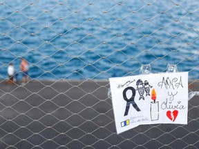 A sign placed on a fence in memory of the missing girls in the Canary Islands is seen in Santa Cruz de Tenerife, Spain June 11, 2021.