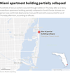 A map showing where the Champlain Towers South condominium is located in Surfside, Miami.