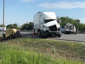 The scene of a fatal crash on Hwy. 400 near Sheppard Ave. on Thursday, June 24 2021