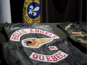 Hells Angels vests on display in Quebec.